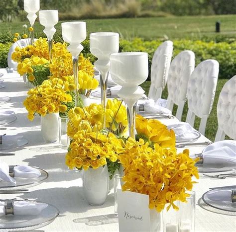 Yellow And White Table Settings