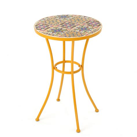 yellow ceramic outdoor side table