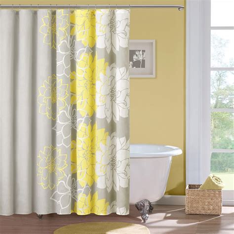 Yellow Gray Shower Curtain