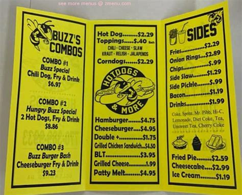 Yellow Jacket Hot Dog Menu