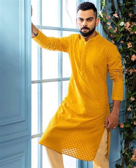 yellow kurta pyjama for men