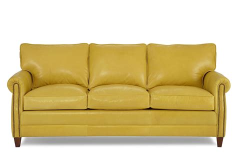Yellow Leather Studded Sofa