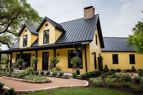 51 Yellow Exterior House Ideas (Brick, Vinyl, Stucco, Wood etc.) in