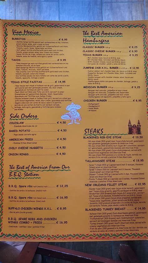 Yellow Rose Of Texas Menu