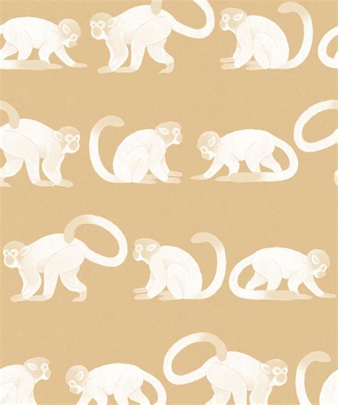 Yellow Wallpaper With Monkeys