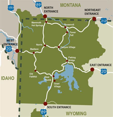 yellowstone map national park driving time