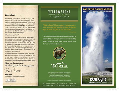 yellowstone national park free brochures