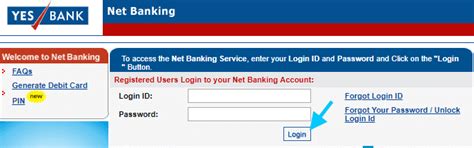 yes bank credit card net banking login