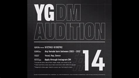 yg entertainment audition requirements