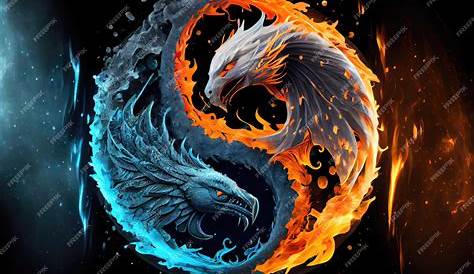 Red and Black Dragon Phoenix Yin Yang - Dragon - T-Shirt | TeePublic