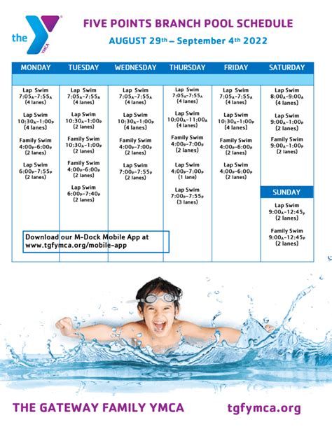 Pool Schedule BLAIR FAMILY YMCA