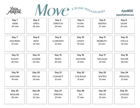 Yoga With Adriene Move Calendar