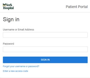 york hospital patient portal log in