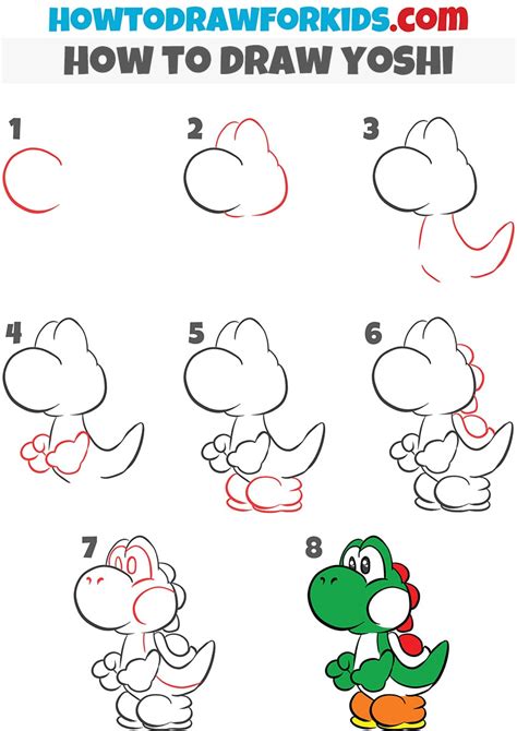 Yoshi Drawing Easy Step By Step