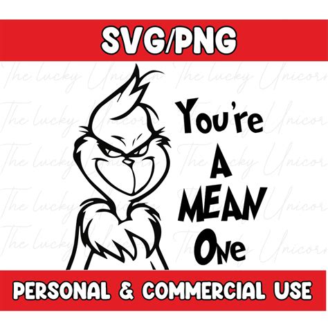 You're a Mean One Mr Grinch Svg, Grinch Svg, Dr Seuss SVG