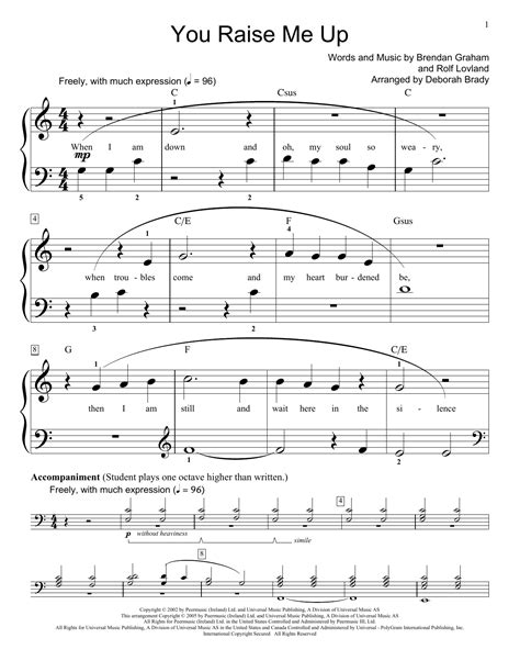 you raise me up piano sheet music free pdf