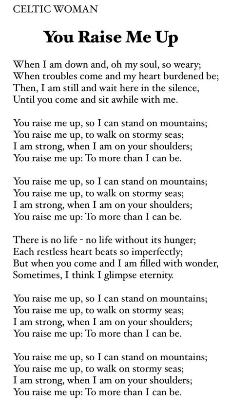 you raise me up song and lyrics