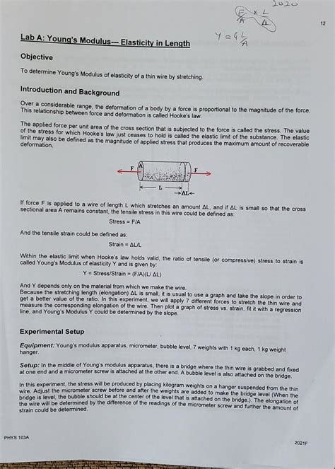 Young's Modulus Of Elasticity Experiment Lab Report