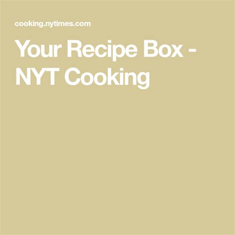 your recipe box nyt