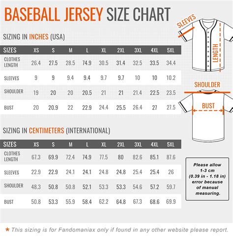 Youth Baseball Jersey Sizing