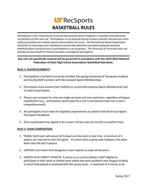youth basketball league rules