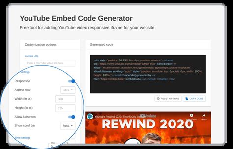 youtube responsive embed code generator