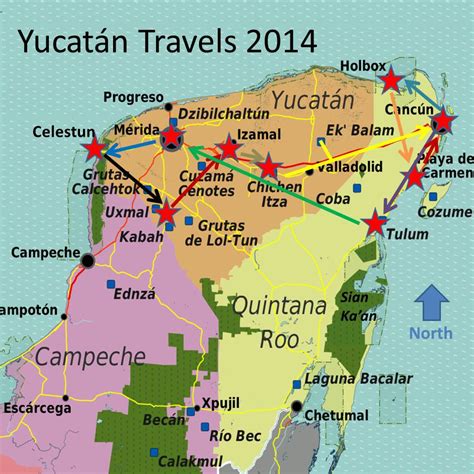 yucatan mexico map with cities