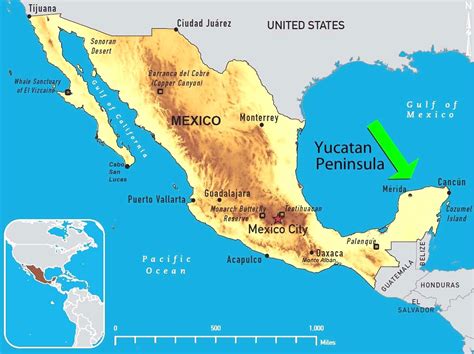 yucatan peninsula on map of mexico