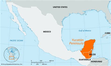 yucatan peninsula on world map