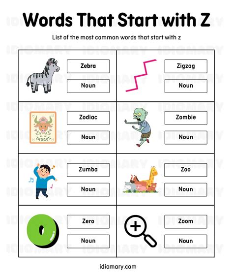 Z and I Words List