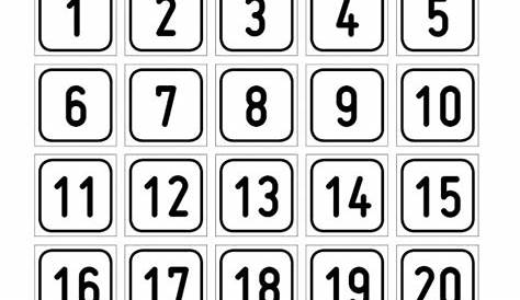 Aufkleber Zahlen-Set "1-20" viereckig