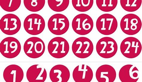 Zahlen 1 bis 24 Ziffern Höhe 4cm Aufkleber Tattoo Deko Advent Kalender
