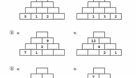 Zahlenmauern (4 Grundsteine) bis 20 (Addition + Subtraktion
