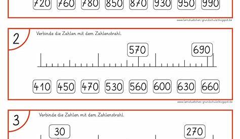 Zahlenstrahl-Übungsblätter kostenlos, Klasse 2,3,4