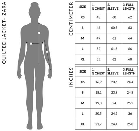 Zara Lapel Coat Size Chart