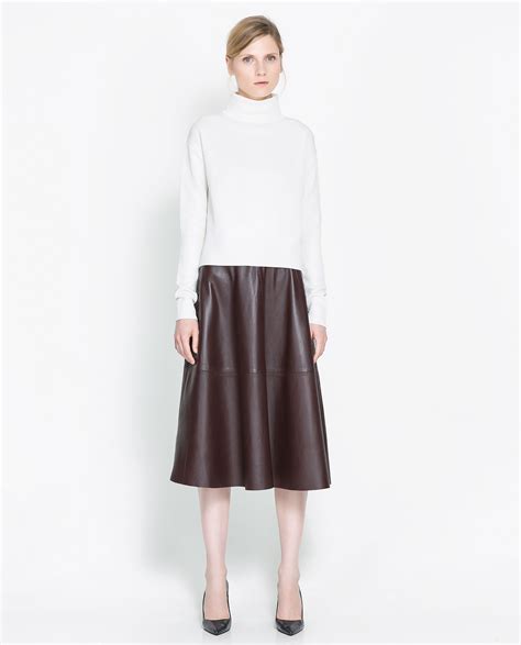 zara long leather skirt