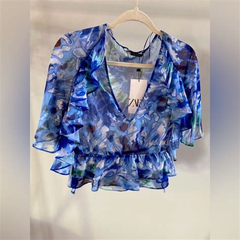 Zara Printed Ruffle Top