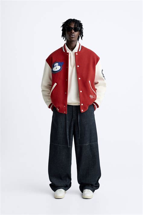 Zara Varsity Jacket Red