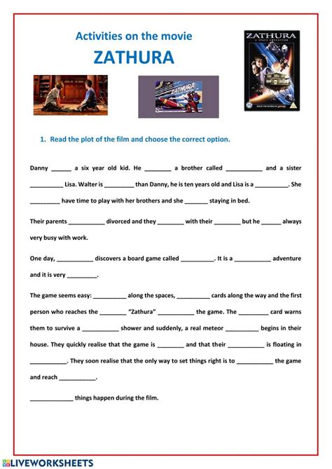 Zathura Printable Worksheets
