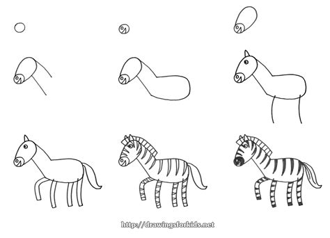 How to Draw a Cartoon Zebra printable step by step drawing