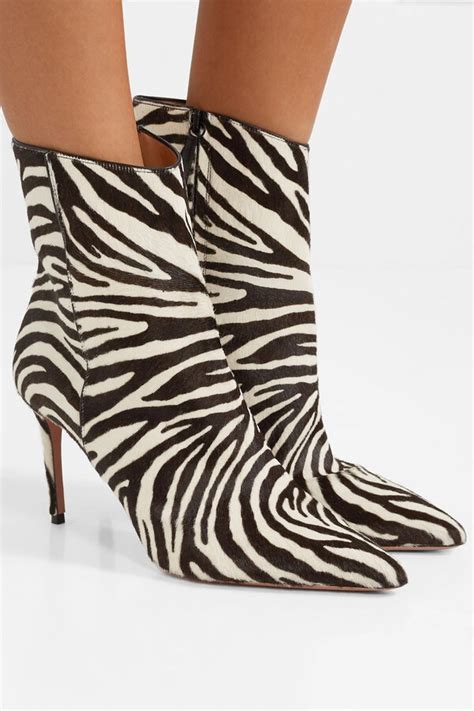 Tibi Zebra Print Ankle Boots Shoes WTI27336 The RealReal