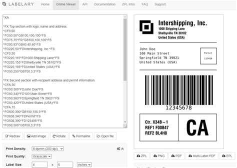 Zebra Label Code Example