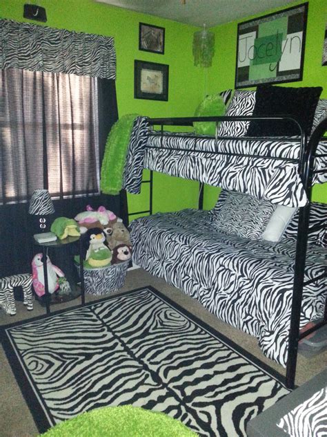 Zebra and Chevron Personalized Bedding with Lime Green