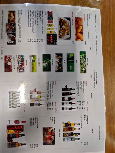 Zegov Charcoal Grill Menu