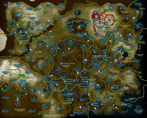 Zelda Breath of the Wild La Carte Complète Cartes, Carte, Zelda