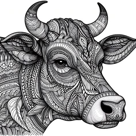 Zentangle Cow Coloring Pages