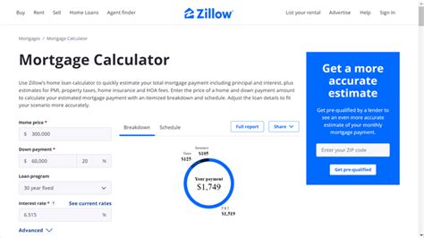 zillow mortgage calcul