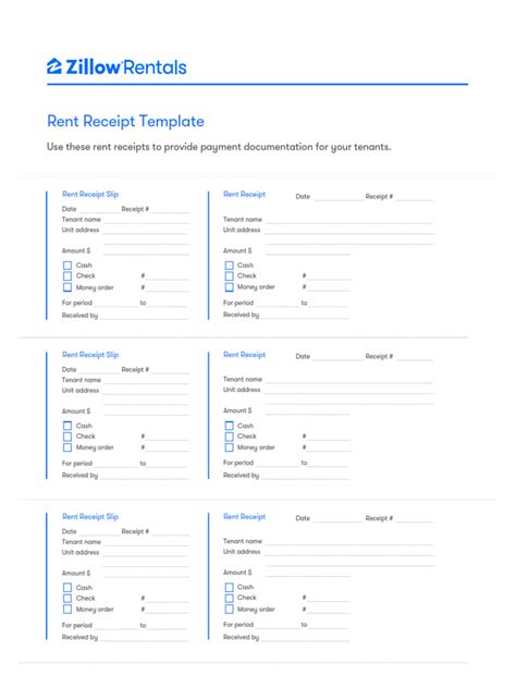 Zillow Rent Receipt