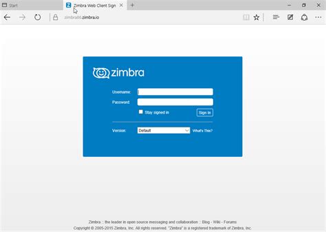 zimbra web client log in