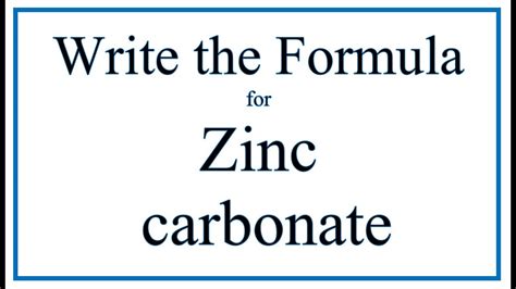 Zinc Carbonate Formula